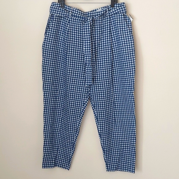 Banana Republic Pants - New Banana Republic High Waist Linen Paperbag Plaid Ankle Pants